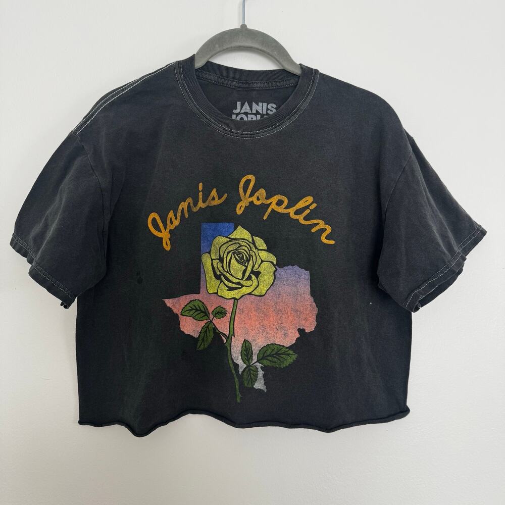 Janis Joplin Goodie Two Sleeves Vintage-Style Janis Joplin Cropped Graphic Tee